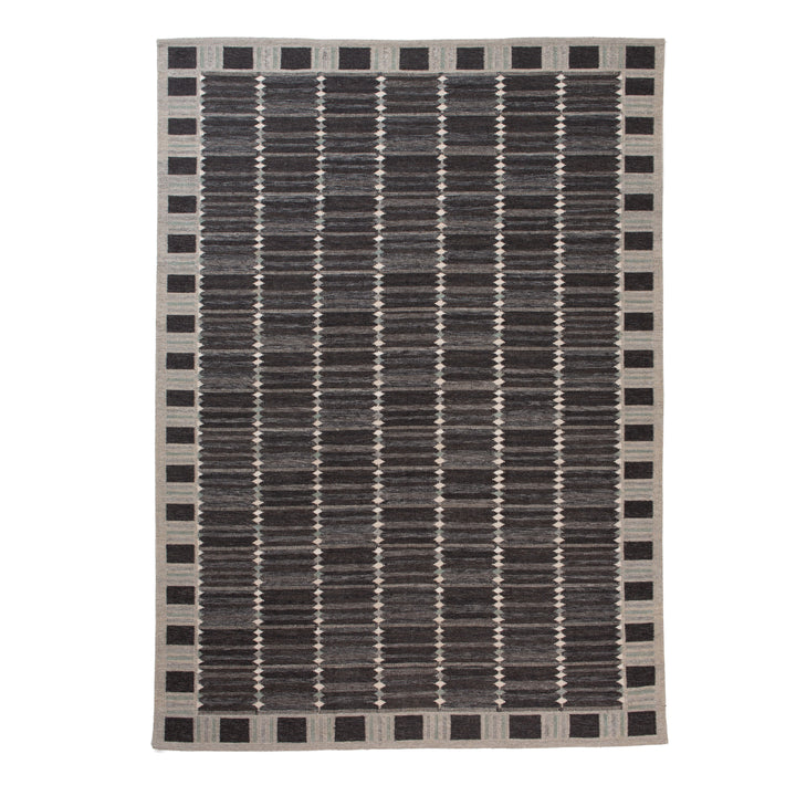Black Flatweave Wool Rug - 10' x 14'