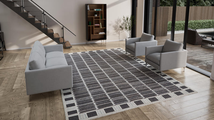 Black Flatweave Wool Rug - 10' x 14'