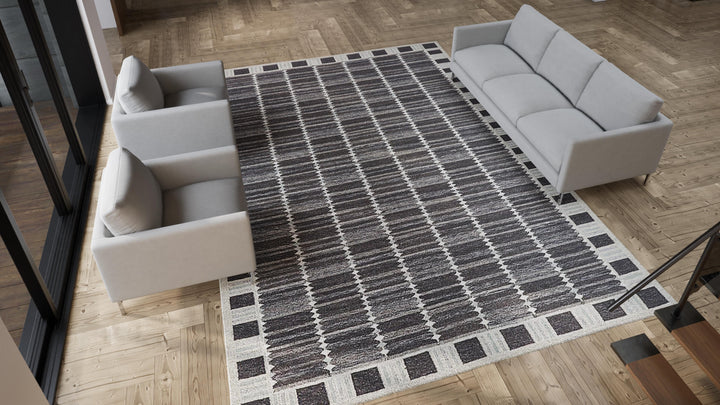 Black Flatweave Wool Rug - 10' x 14'