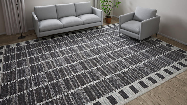 Black Flatweave Wool Rug - 10' x 14'