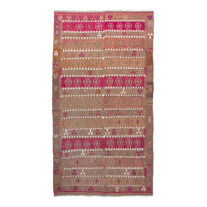 Multi Vintage Flatweave Wool Rug - 6'8" x 12'7" Default Title