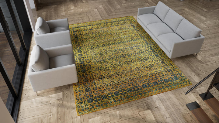 Green Alchemy Transitional Wool Silk Blend Rug - 9'1" x 12'2"