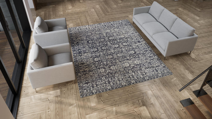 Grey Alchemy Geometric Transitional Wool Silk Blend Rug - 8' x 10'1"