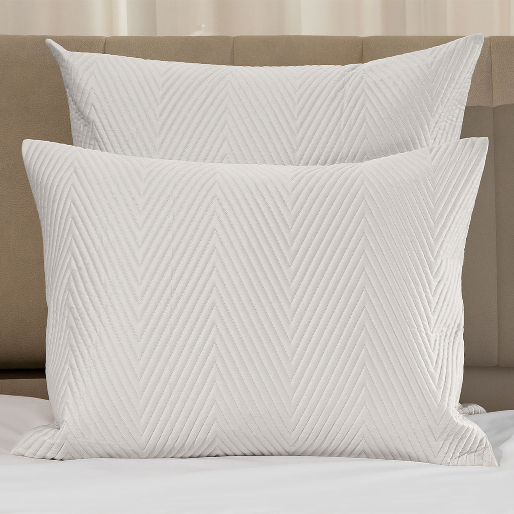 Letizia Quilted Coverlet & Shams Pillow Shams / Euro / Pearl
