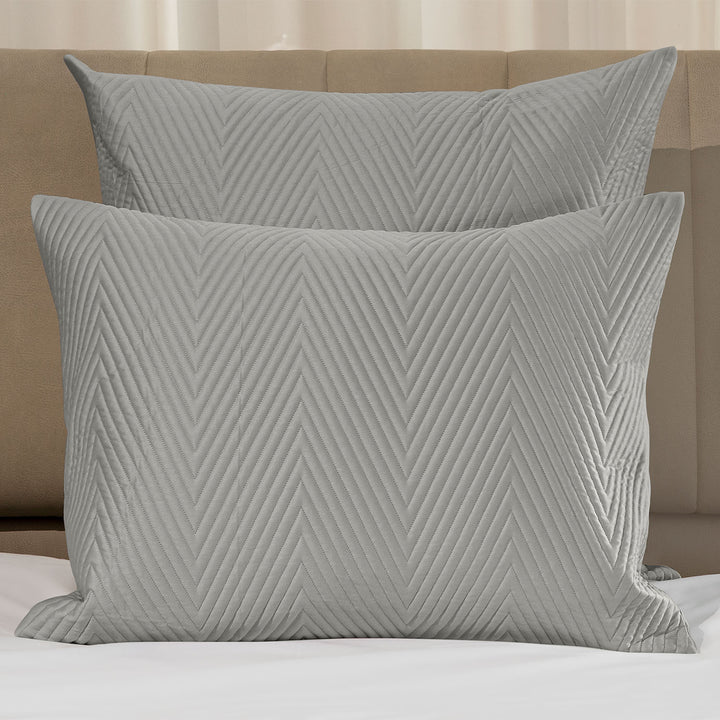 Letizia Quilted Coverlet & Shams Pillow Shams / Euro / Silver Moon