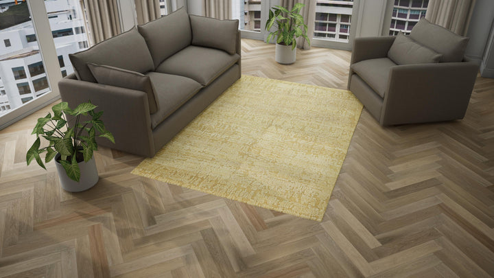 Yellow Modern Tibetan Wool Rug - 6'2" x 9'1"