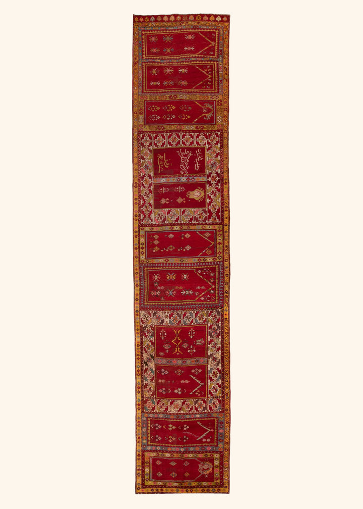 Red Traditional Wool Runner - 4'3" x 22'5"