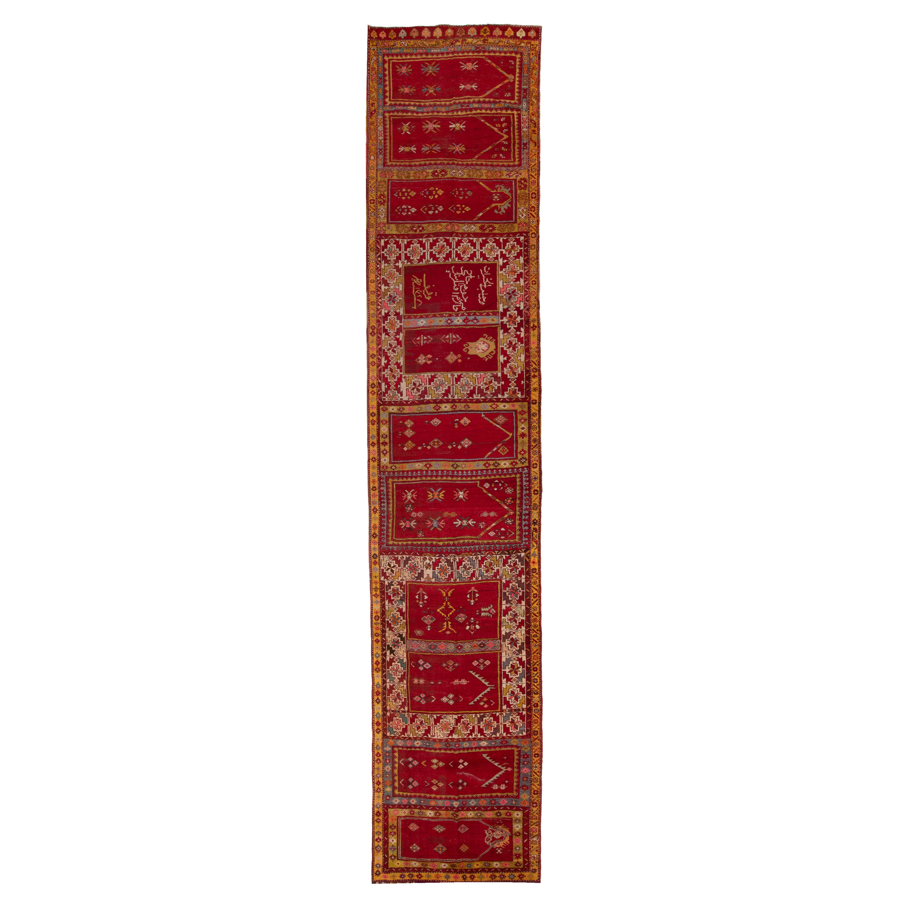 Red Traditional Wool Runner - 4'3" x 22'5"