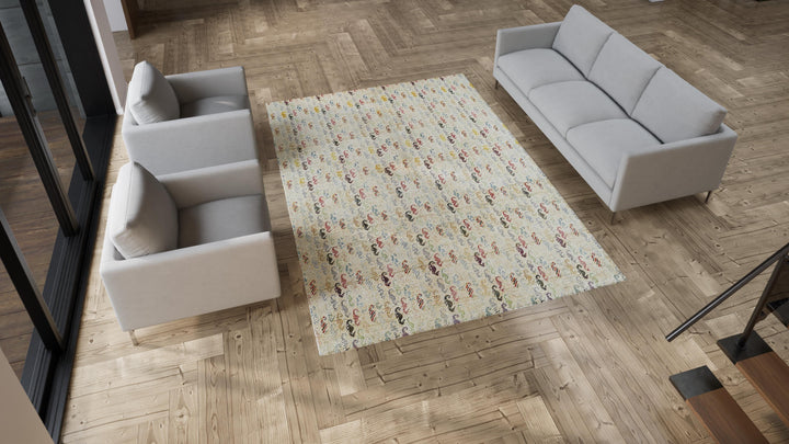 Multicolored Alchemy Modern Wool Silk Blend Rug - 7'10" x 10'