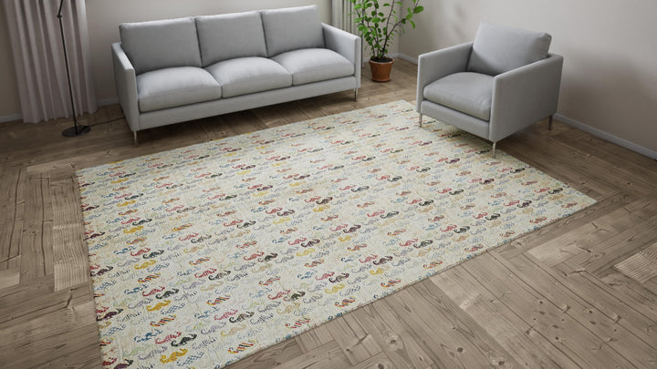 Multicolored Alchemy Modern Wool Silk Blend Rug - 7'10" x 10'