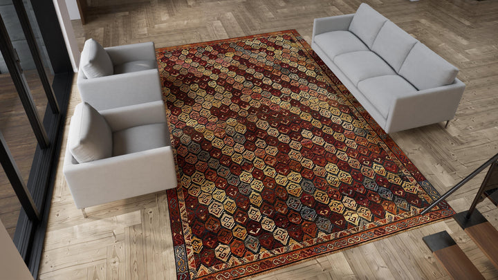 Multicolored Traditional Wool Rug - 9'11" x 14'2"