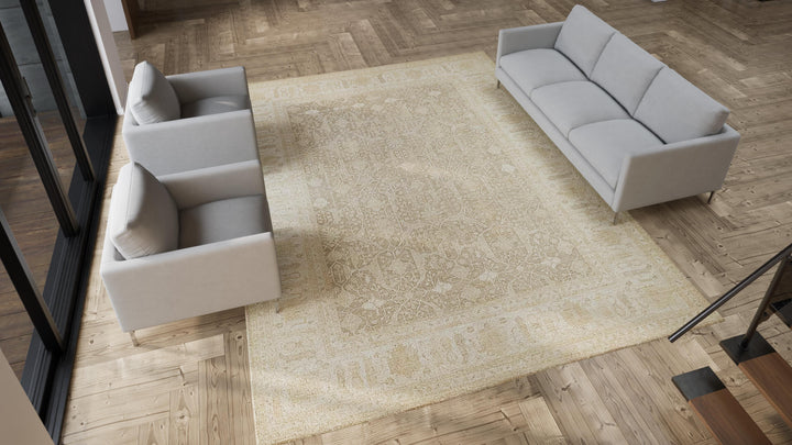 Natural Traditional Wool Rug - 9'9" x 13'