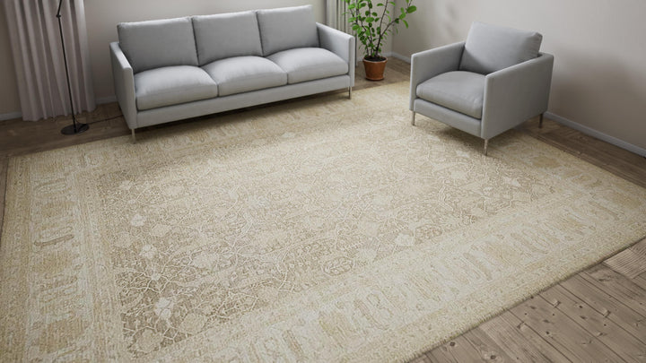 Natural Traditional Wool Rug - 9'9" x 13'