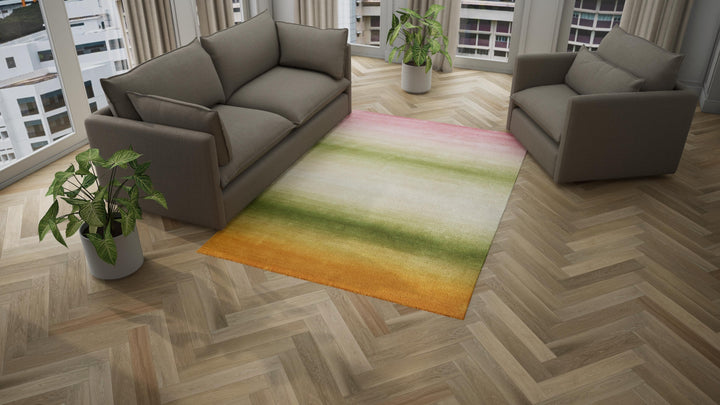 Multicolored Modern Tibetan Silk Rug - 6' x 9'