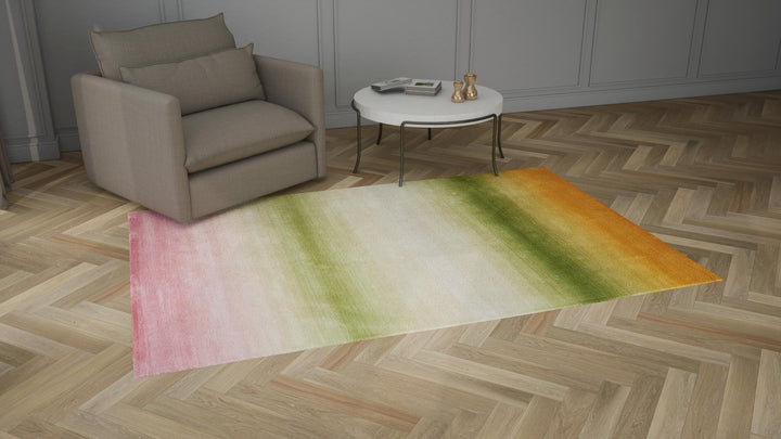 Multicolored Modern Tibetan Silk Rug - 6' x 9'