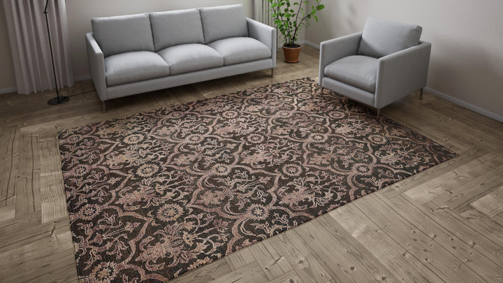 Brown Alchemy Transitional Wool Silk Blend Rug - 7'10" x 10'
