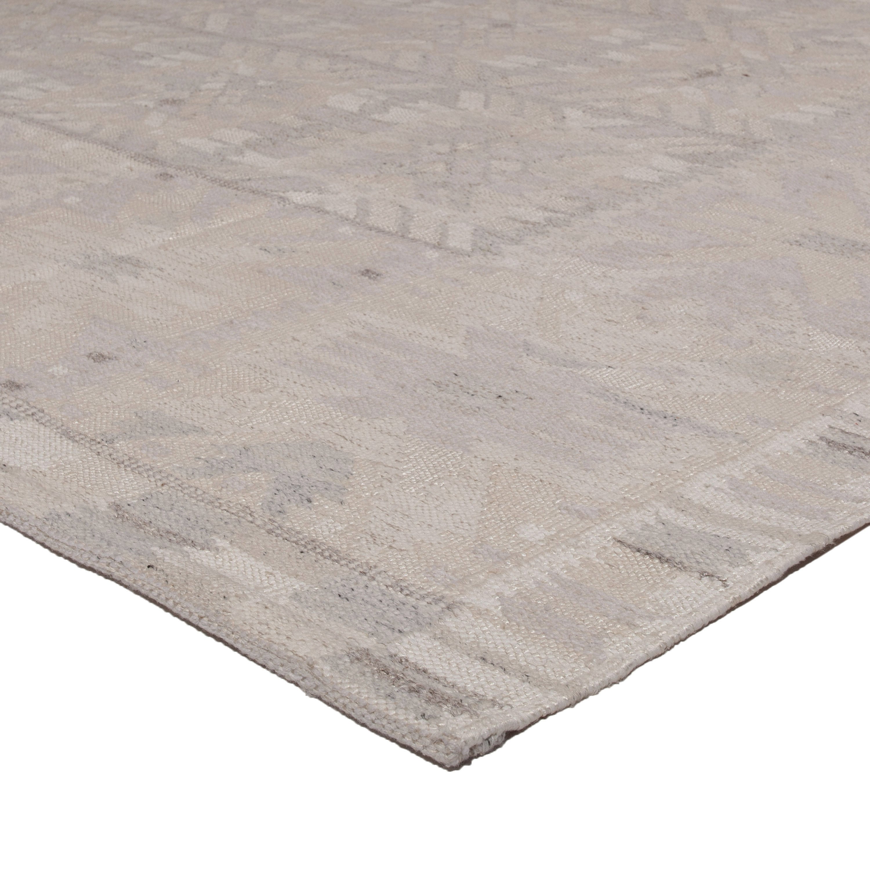 Grey Flatweave Wool Cotton Blend Rug - 10'1" x 14'