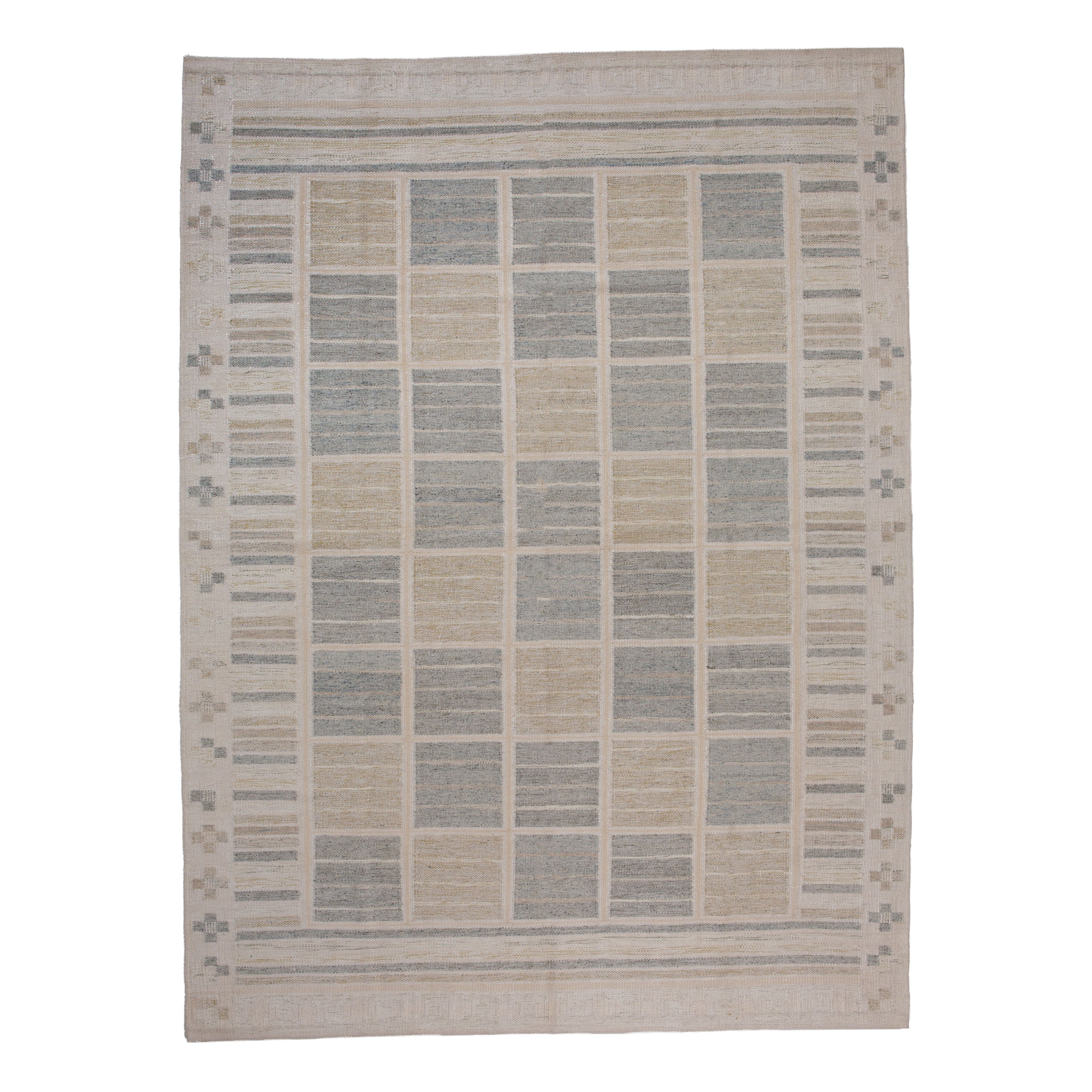 Beige and Grey Flatweave Rug - 9'5" x 12'