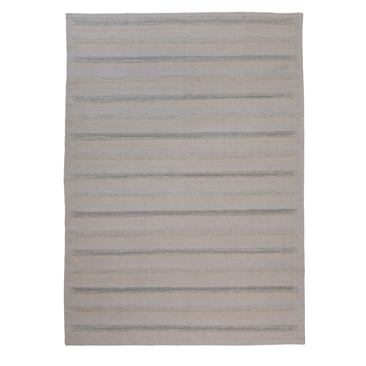 Grey Flatweave Wool Cotton Blend Rug - 9'1" x 12'