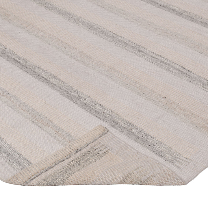 Grey Flatweave Wool Cotton Blend Rug - 9'1" x 12'
