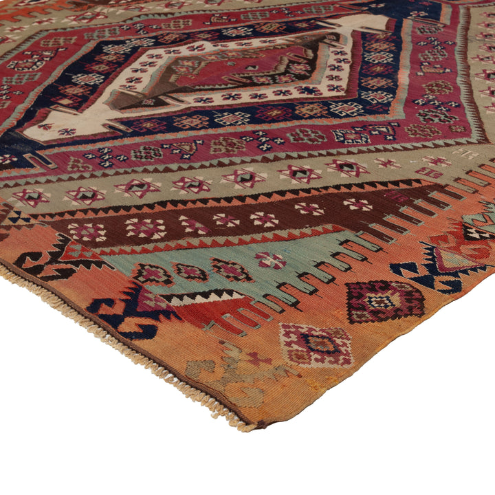 Vintage Wool Kilim Rug - 5'8" x 13'7"
