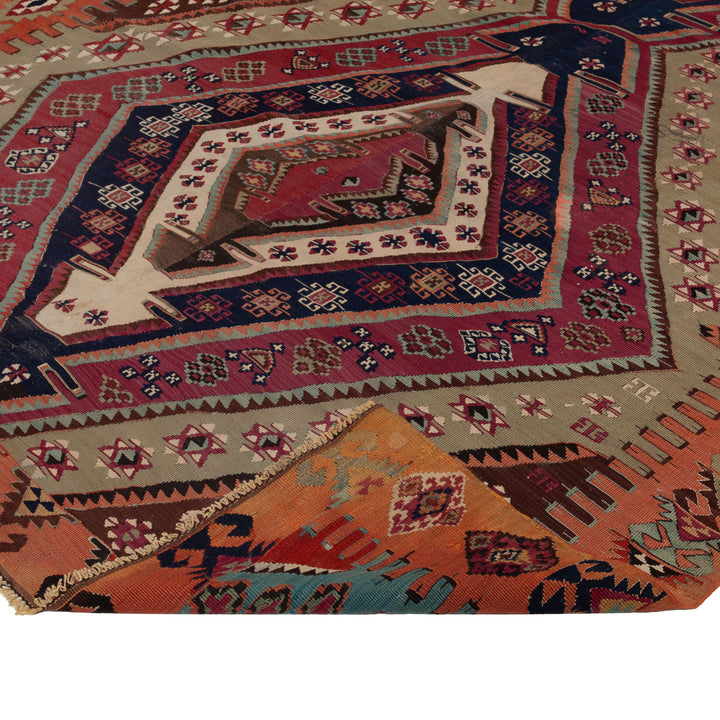 Vintage Wool Kilim Rug - 5'8" x 13'7"