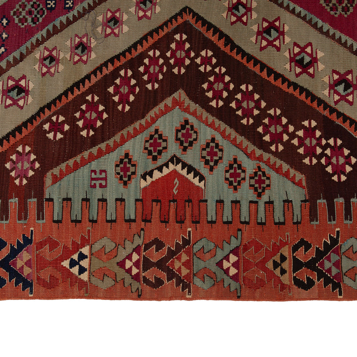 Vintage Wool Kilim Rug - 5'8" x 13'7"