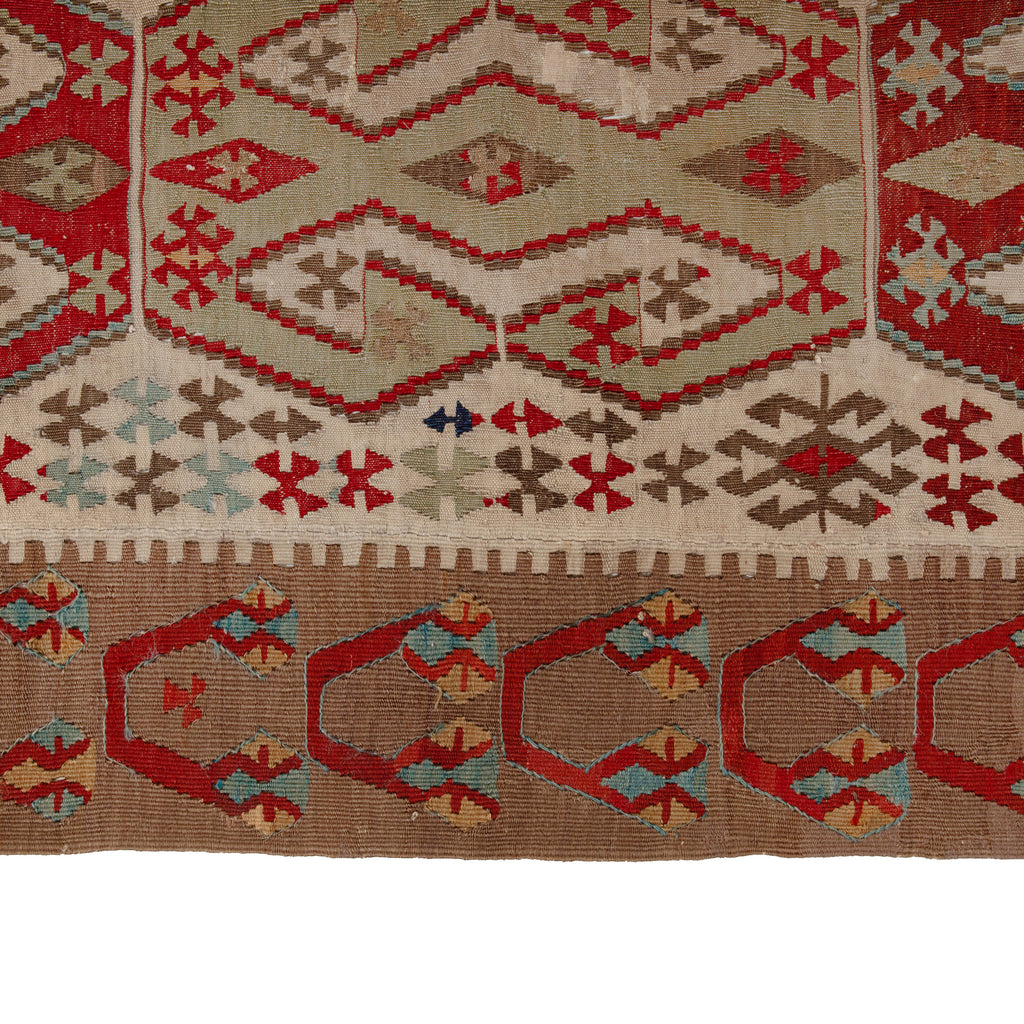 Brown Multicolored Vintage Wool Kilim Rug - 6'1" x 13'