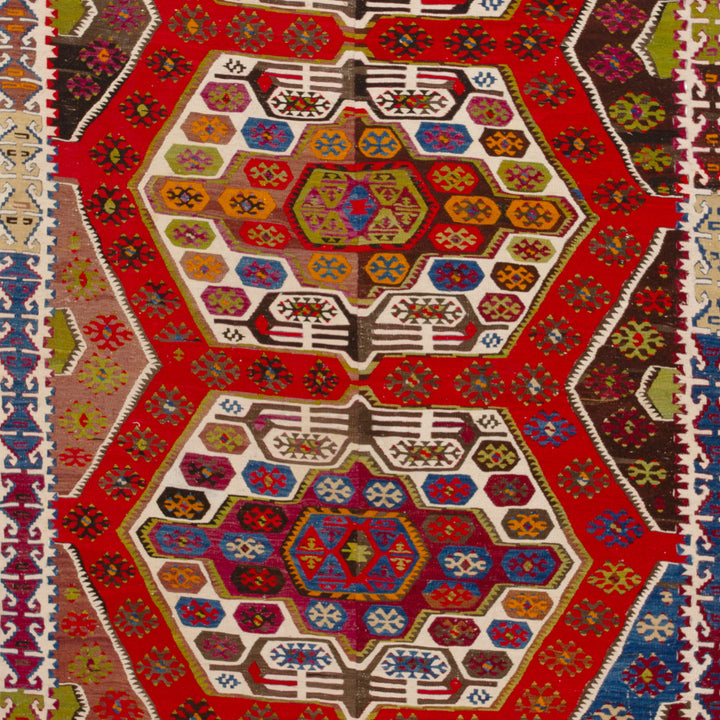 Red Vintage Wool Kilim Rug - 5'6" x 12'2"