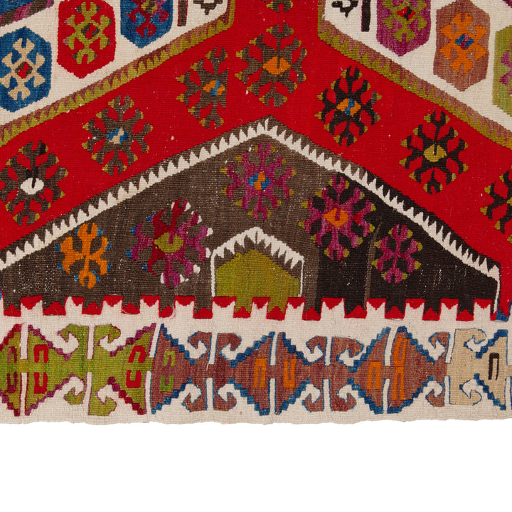 Red Vintage Wool Kilim Rug - 5'6" x 12'2"