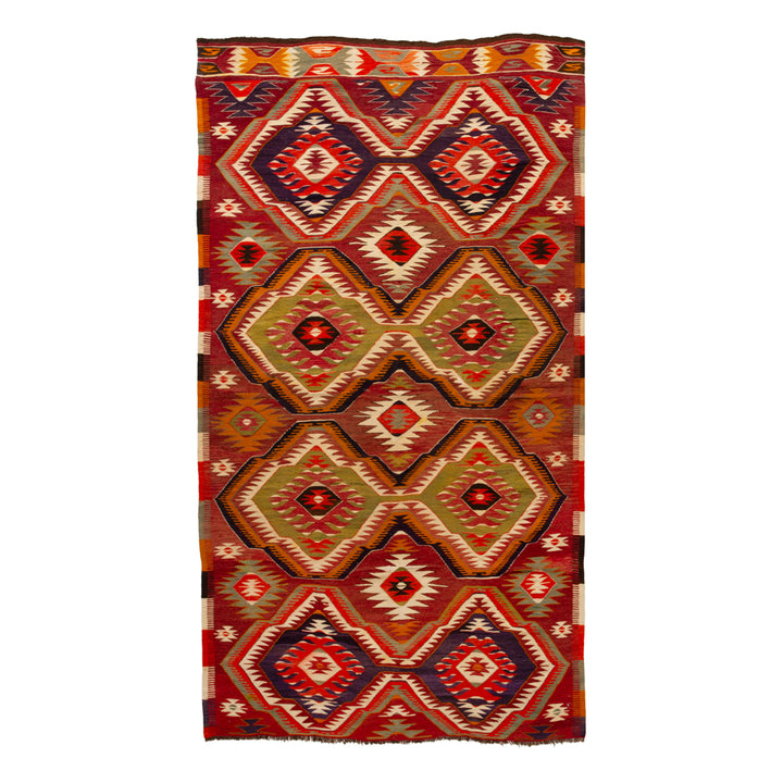 Vintage Flatweave Wool Rug - 4'7" x 9'2"