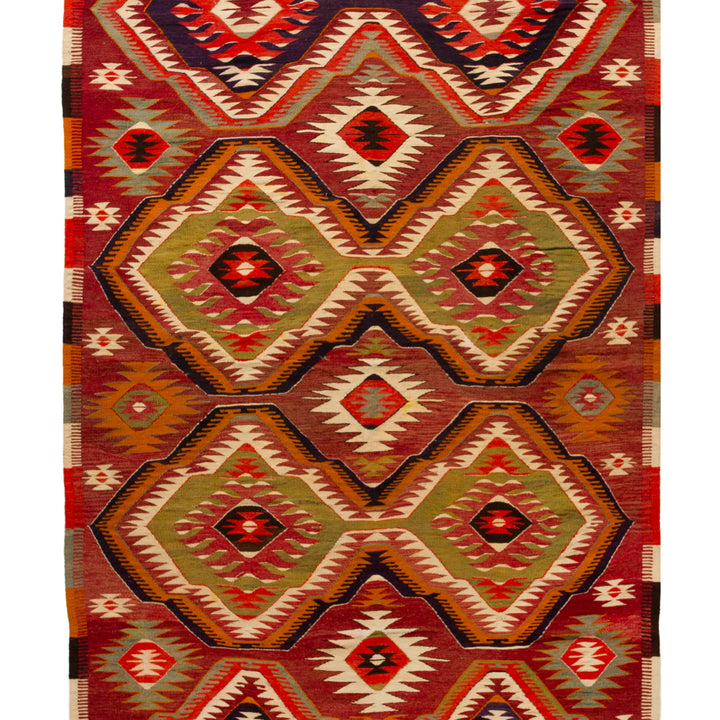 Vintage Flatweave Wool Rug - 4'7" x 9'2"