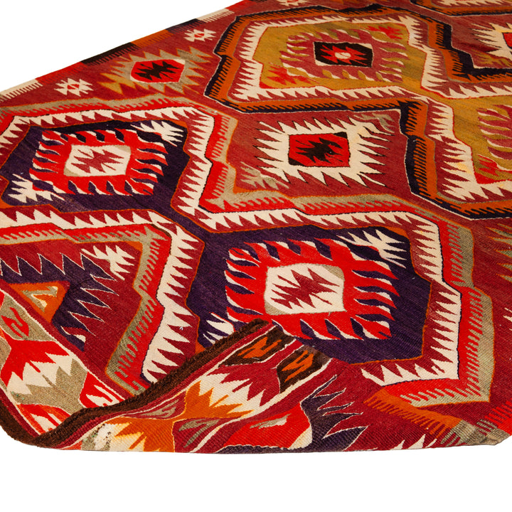 Vintage Flatweave Wool Rug - 4'7" x 9'2"