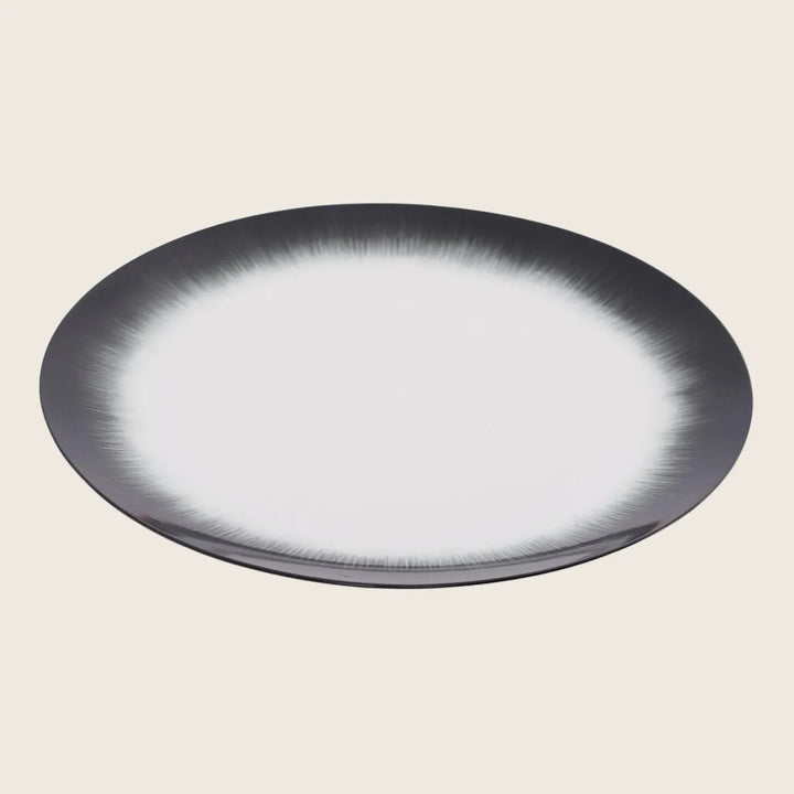 Modern round plate with gradient border on white background.
