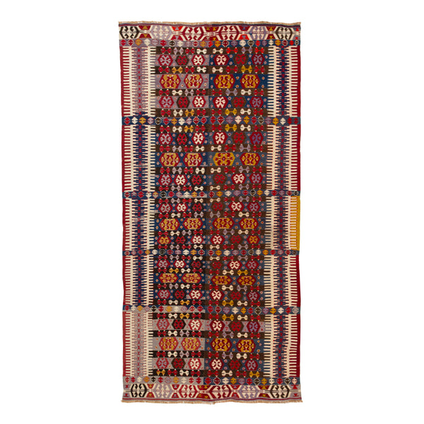 Vintage Flatweave Wool Turkish Kilim Runner - 5'3" x 12'3"