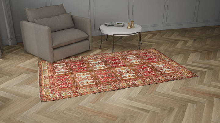 Red & Brown Brown Vintage Traditional Wool Rug - 5'4" x 8'8"