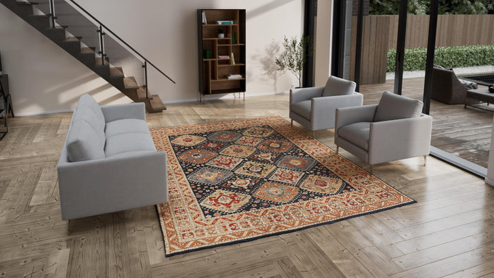 Blue Traditional Wool Rug - 9' x 12'