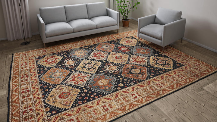 Blue Traditional Wool Rug - 9' x 12'