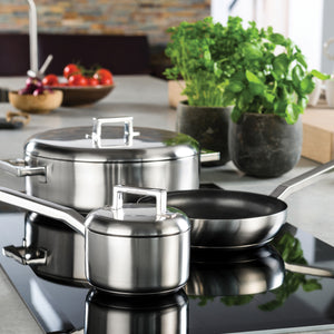 Stainless steel pot with sturdy handles and measurement markers - hover