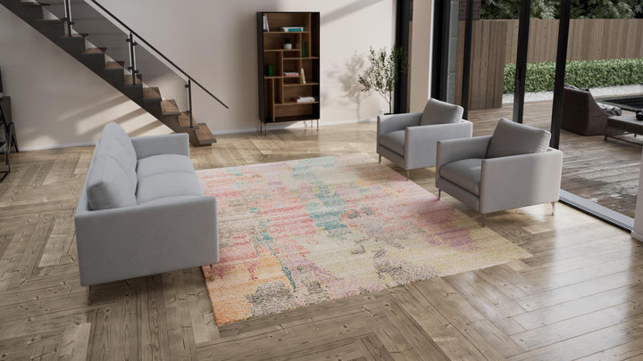 Multicolored Transitional Silk Rug - 8'9" x 11'11"