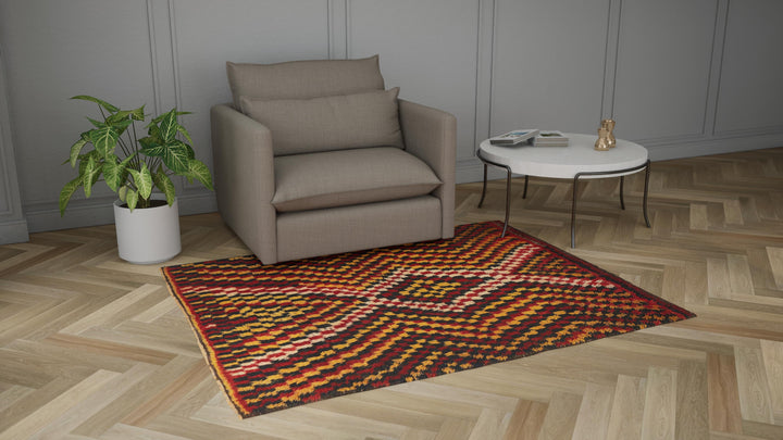 Multi Vintage Traditional Wool Rug - 5'5" x 6'9"