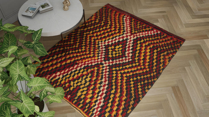 Multi Vintage Traditional Wool Rug - 5'5" x 6'9"