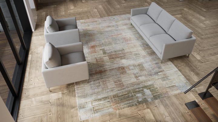 Multicolored Alchemy Transitional Wool Silk Blend Rug - 8'10"x13'3"