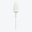 Simple white cake server with triangular blade and long handle.