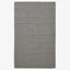 Rectangular gray rug with horizontal lines on white background.