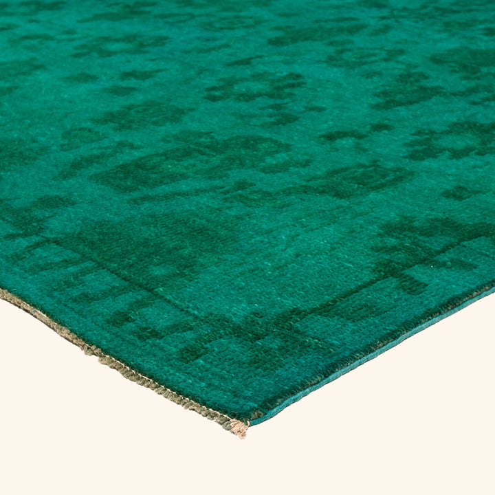Green Overdyed Wool Rug - 6'4 x 14'