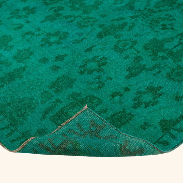Green Overdyed Wool Rug - 6'4 x 14'