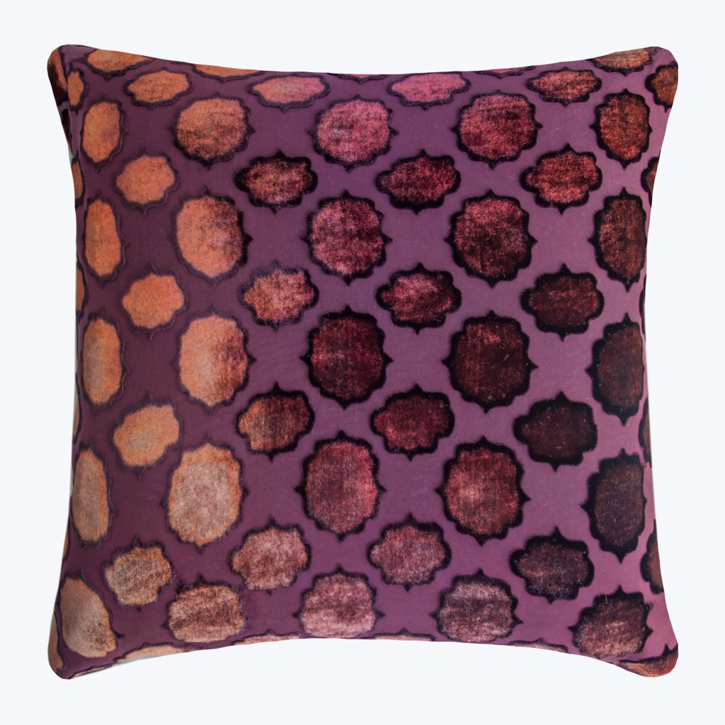 Mod Fretwork Velvet Pillow, Wildberry 18x18