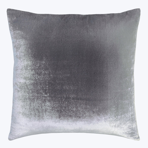 Square decorative pillow with ombre design in velvety texture.