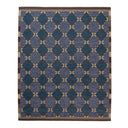 Blue Flatweave Wool Cotton Blend Rug - 8'2" x 9'10"